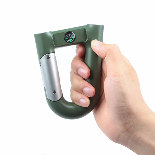 2200mAh Power Bank w/Emergency Flashlight Compass Carabiner-Shaped Hiking Camping Use