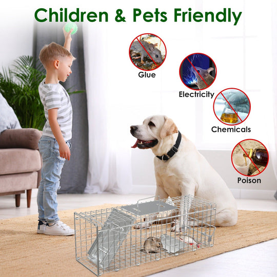 2PCS Folding Humane Animal Trap Cages for Cats, Rabbits & Squirrels