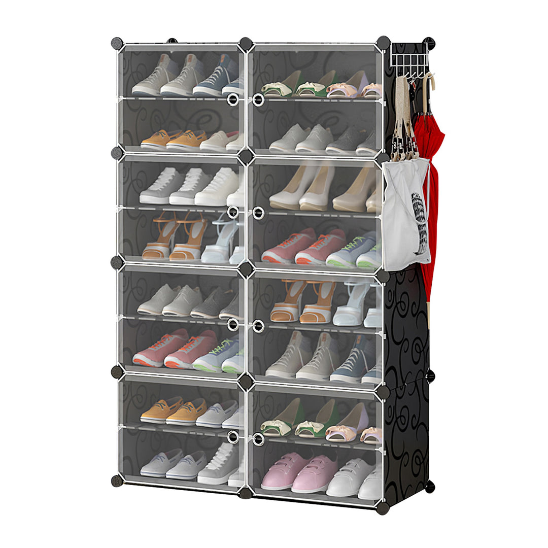 8-Tier Shoe Rack Organizer with Transparent Doors, 32 Pairs