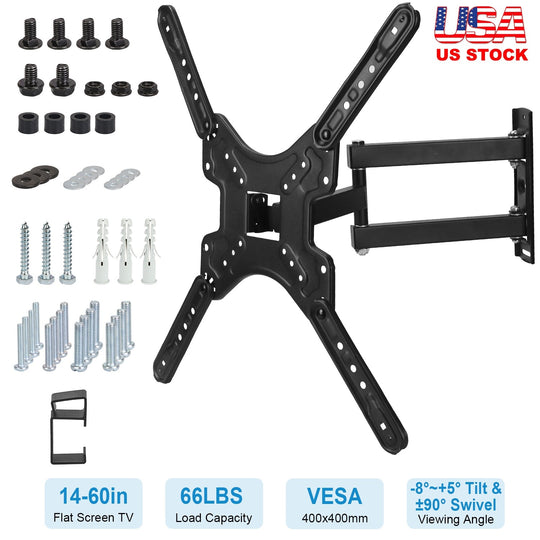 Fixed TV Wall Mount Bracket for 14-60in LED/LCD/PLASMA Flat TV VESA 400x400mm -8¡~+5¡ Tilt ±90¡ Swivel