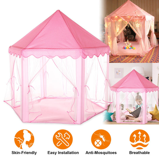 Kids Play Tents Princess for Girls Princess Castle Children Playhouse Indoor Outdoor Use w/ Carry Case