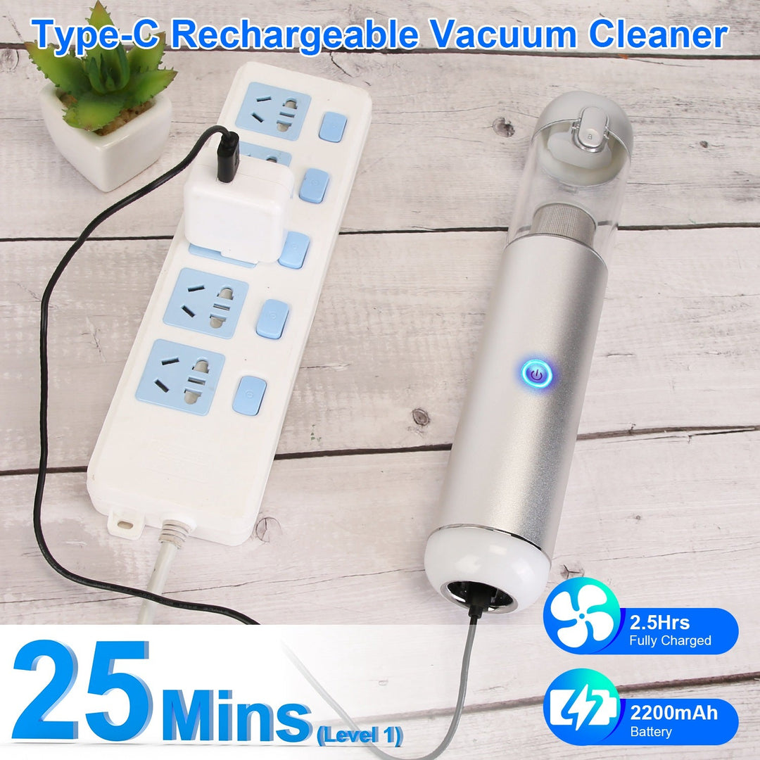 Cordless Handheld Car Vacuum Cleaner 16kPa Powerful Suction with 2 Speeds Filtration LED SOS Light Rechargeable Lightweight Portable Vacuum Cleaner fo