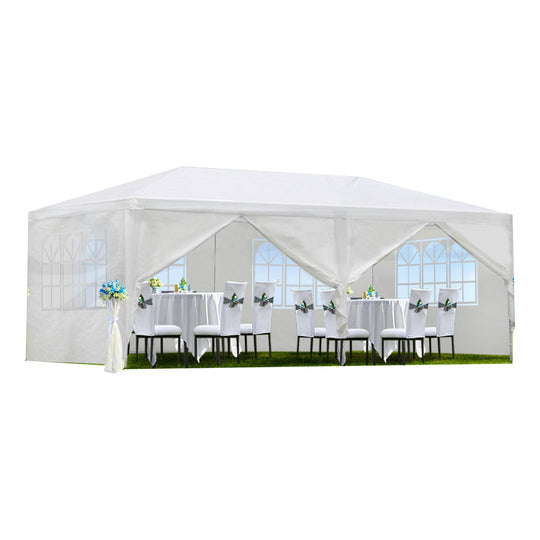 30′L × 10′W × 8.2′H Outdoor Waterproof Canopy Gazebo Patio Party Tent with 3 Window Sidewalls, 2 Zipper Walls for Weddin