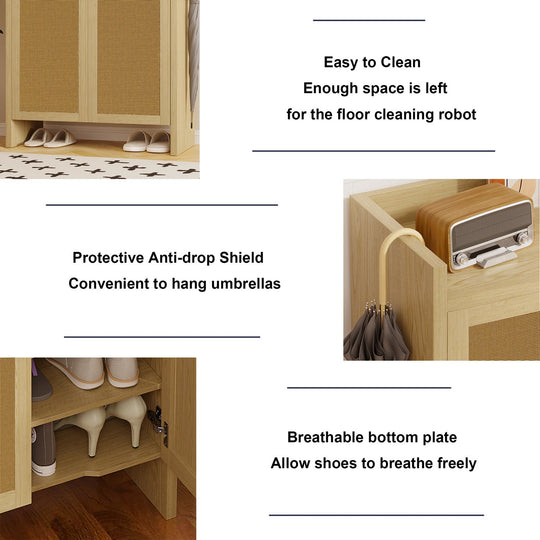 Rattan Shoe Cabinet with Doors, 6-Tier Storage Organizer