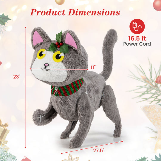 Pre-lit 88 LED Light Up 3D Cute Cat with Warm White Light and Plug