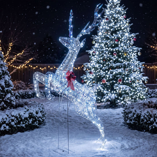 3D Large Lighted Christmas Reindeer Outdoor Decoration for Holiday Decor