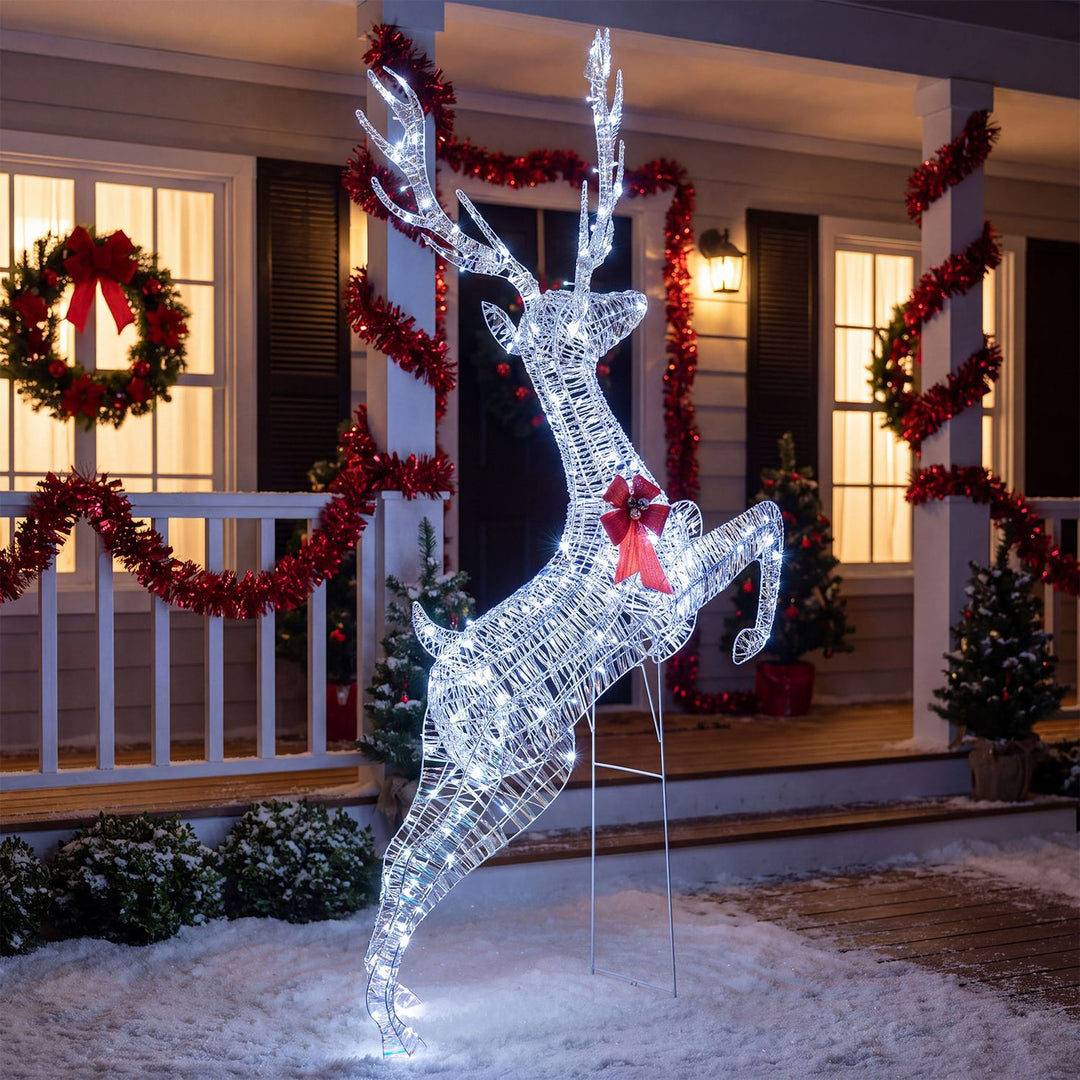 3D Large Lighted Christmas Reindeer Outdoor Decoration for Holiday Decor