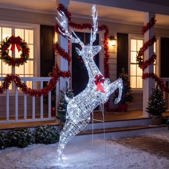 3D Large Lighted Christmas Reindeer Outdoor Decoration for Holiday Decor
