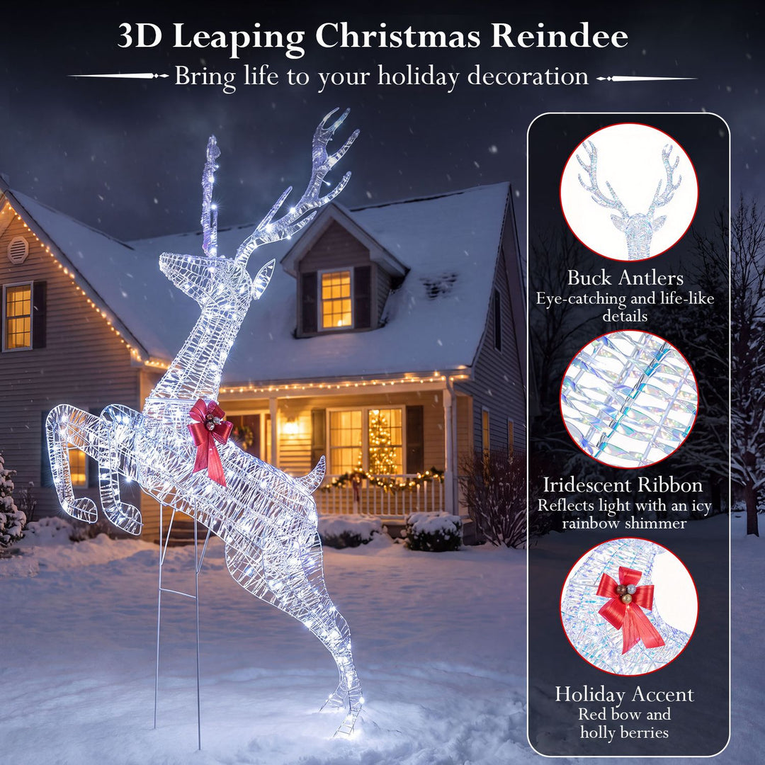 3D Large Lighted Christmas Reindeer Outdoor Decoration for Holiday Decor