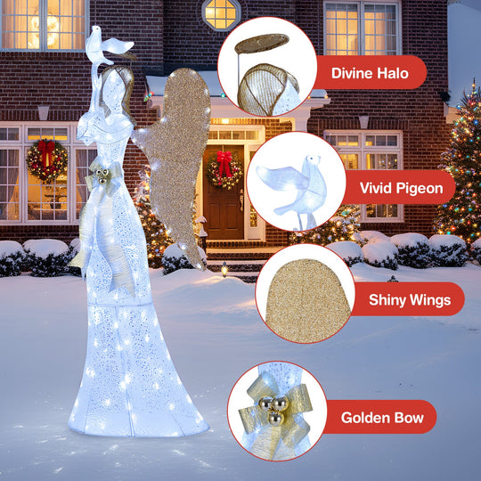 3D Lighted Angel Christmas Decoration 5.5 FT Halo Angel