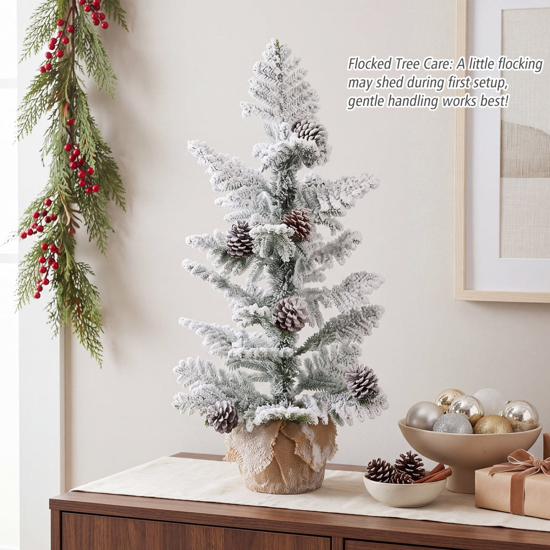 3ft Tabletop Christmas Tree with Snow Flocked Pine Cones