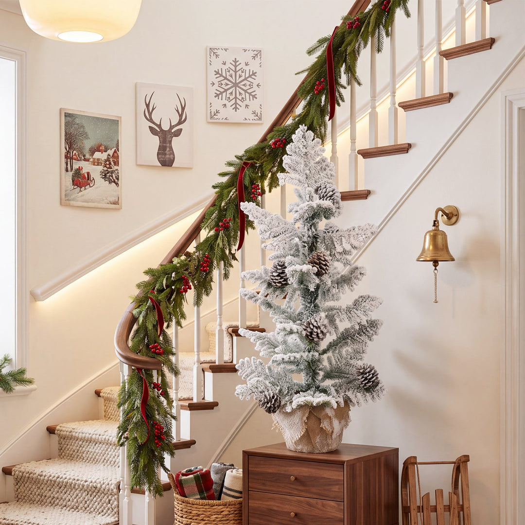 3ft Tabletop Christmas Tree with Snow Flocked Pine Cones