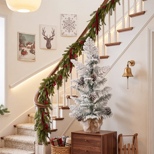 3ft Tabletop Christmas Tree with Snow Flocked Pine Cones