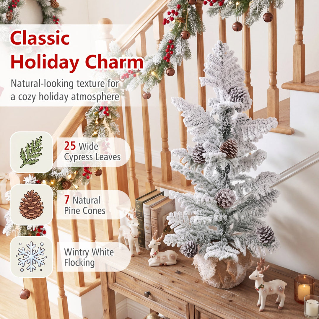 3ft Tabletop Christmas Tree with Snow Flocked Pine Cones
