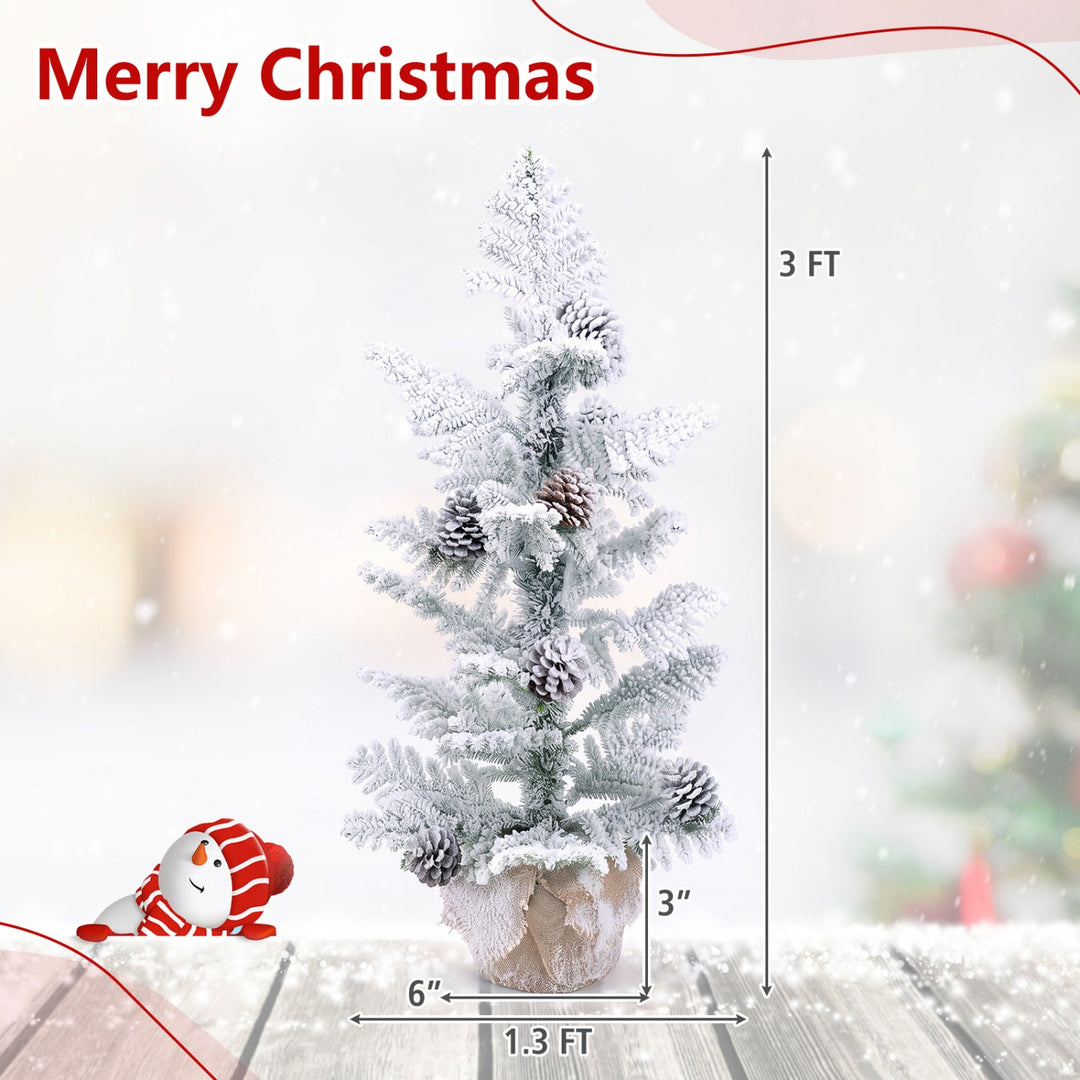 3ft Tabletop Christmas Tree with Snow Flocked Pine Cones