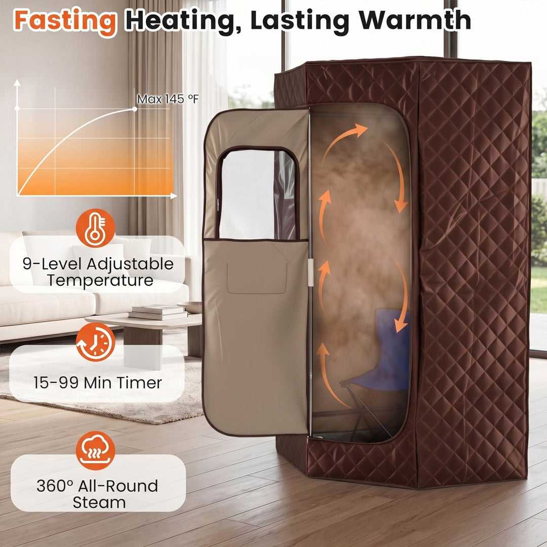 3L Portable Steam Sauna for Home Fast-Heat with 9-Level Remote Control and Folding Chair