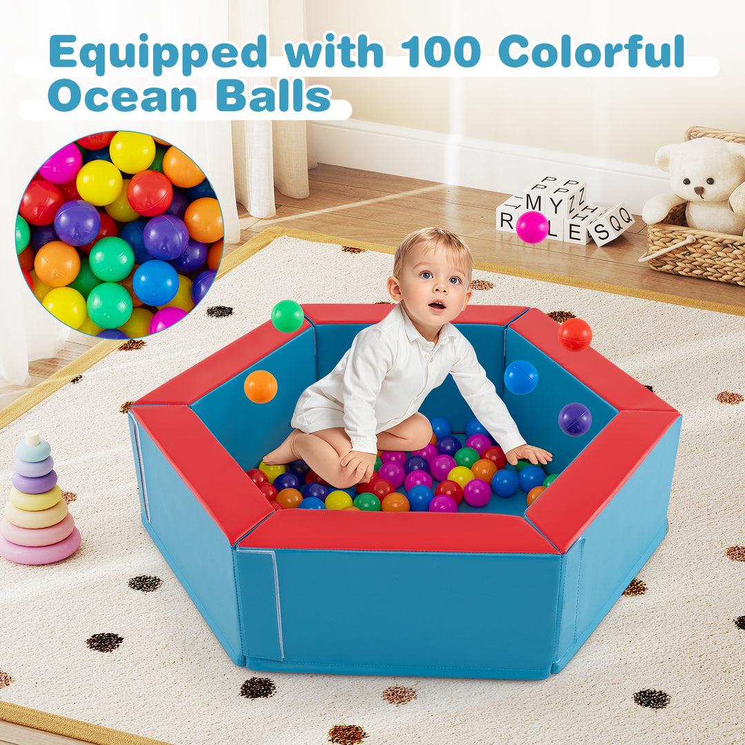 3-Piece Baby Foam Climbing Blocks Climb and Crawl Set with 100 Ocean Balls-Yellow