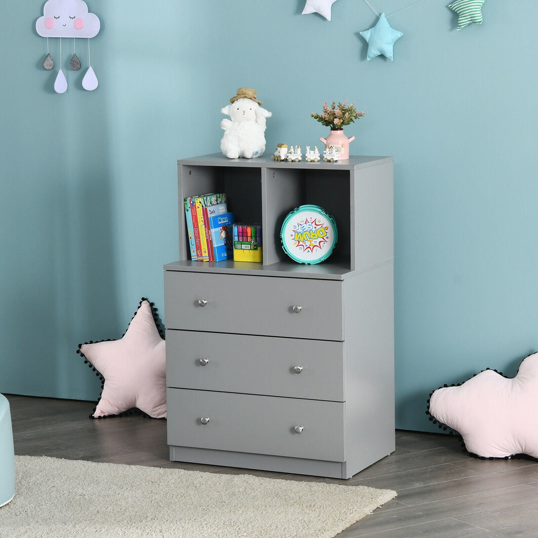 3 Drawer Dresser with Cubbies Storage Chest for Bedroom