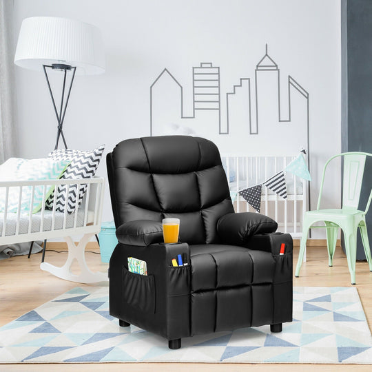 Kids Recliner Chair with Cup Holder and Footrest for Children