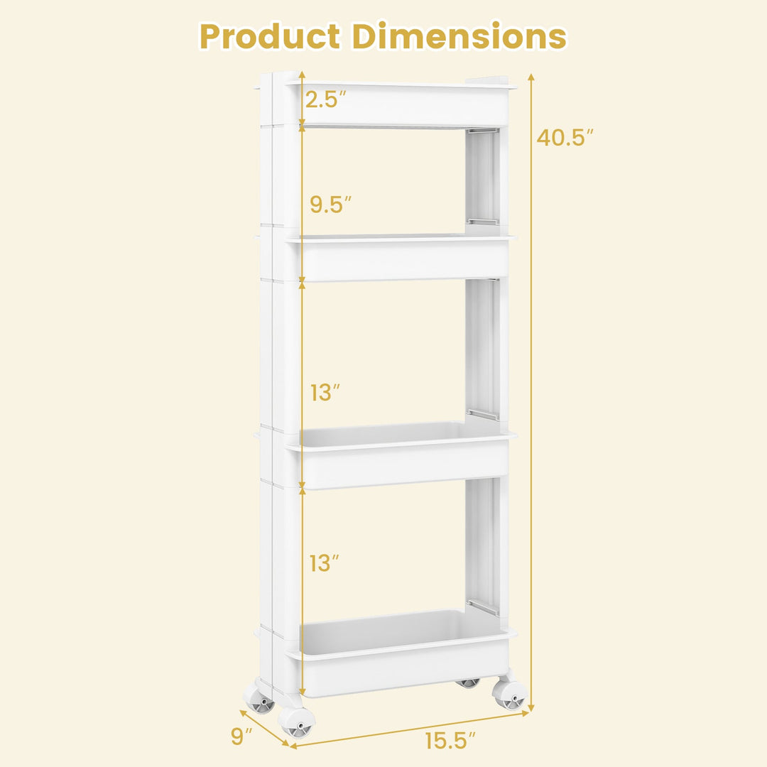 Rolling Utility Cart with Detachable Trays - 3/4 Tier