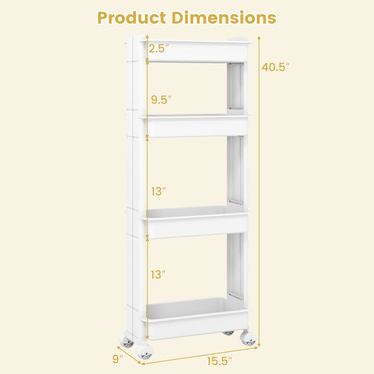 Rolling Utility Cart with Detachable Trays - 3/4 Tier
