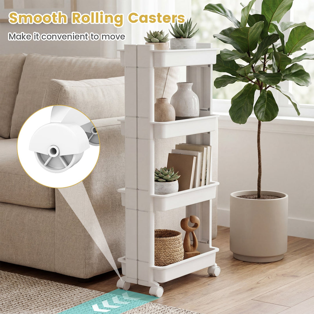 Rolling Utility Cart with Detachable Trays - 3/4 Tier