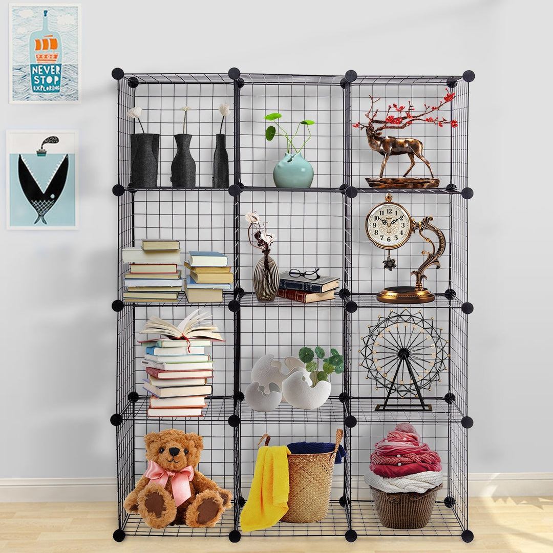 12-Cube Wire Storage Organizer 42" x 14" x 56" Metal Grid