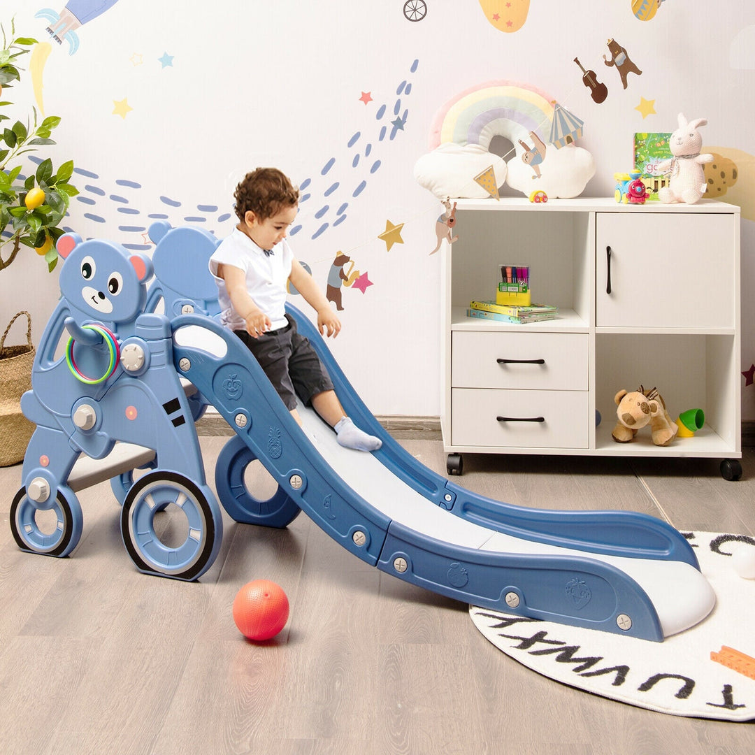 4-in-1 Foldable Baby Slide Toddler Climber Slide PlaySet with Ball