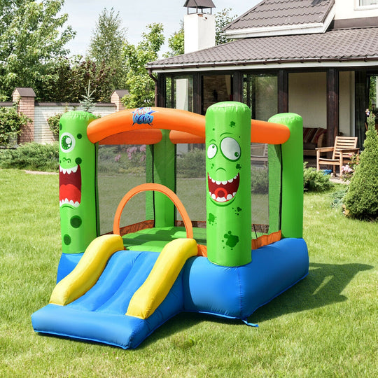 Inflatable Castle Bounce House Jumper Playhouse with Slider for Kids