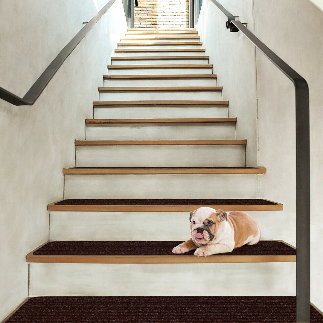 15 Pieces 30 x 8 Inch Slip Resistant Soft Stair Treads Carpet