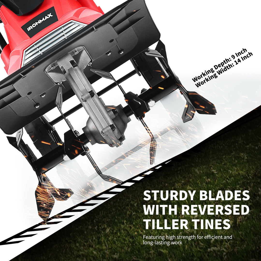 17-Inch 13.5 Amp Corded Electric Tiller and Cultivator 9-Inch Tilling Depth