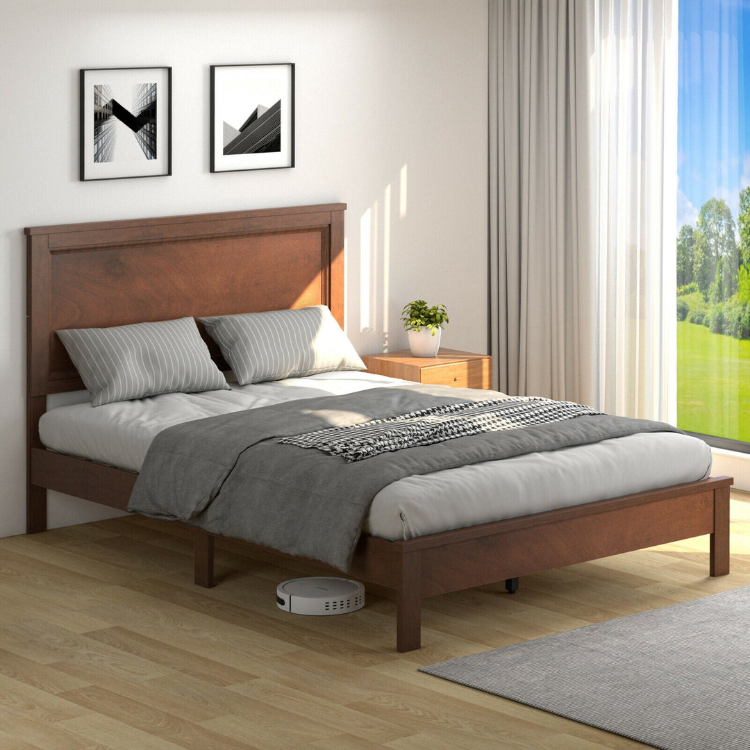 Full Size Platform Slat Bed Frame with High Headboard