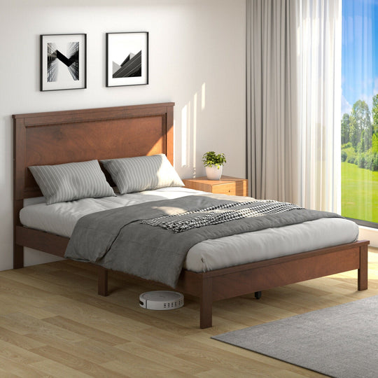 Full Size Platform Slat Bed Frame with High Headboard