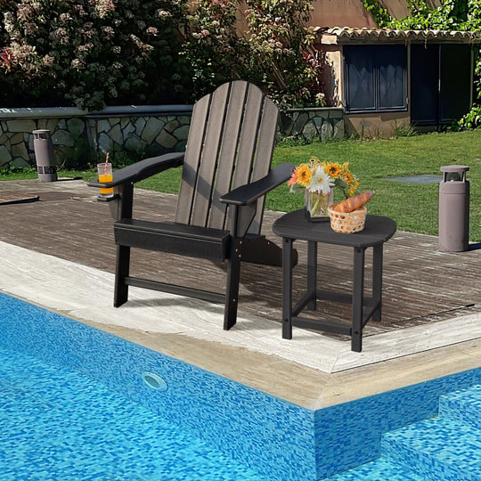 Outdoor Adirondack Chair with Built-in Cup Holder for Backyard Porch