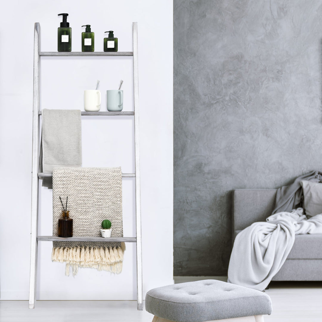 4-Tier Wall Leaning Ladder Shelf Stand
