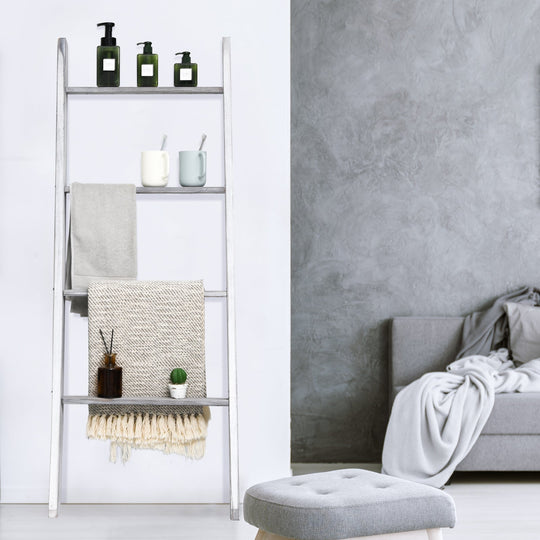 4-Tier Wall Leaning Ladder Shelf Stand