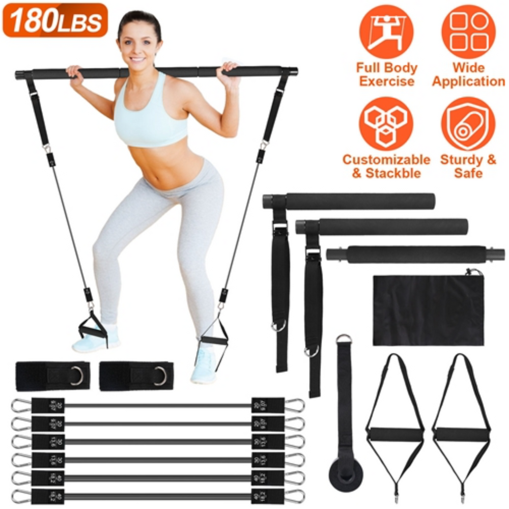 GBruno Pilates Bar Kit with 180LBS Resistance Bands