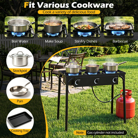 3 Burner Propane Stove 240000 BTU Outdoor Camping Grill