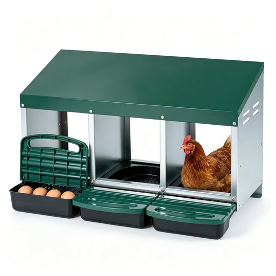 3-Compartment Roll Away Metal Chicken Nesting Box