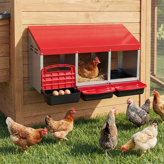 3-Compartment Roll Away Metal Chicken Nesting Box