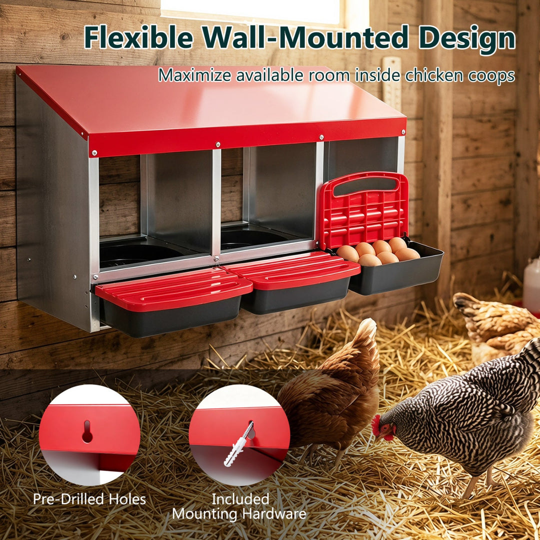3-Compartment Roll Away Metal Chicken Nesting Box