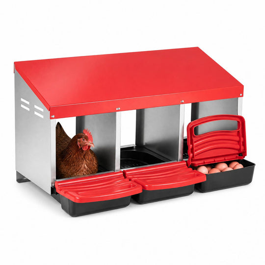 3-Compartment Roll Away Chicken Nesting Box with Removable Trays