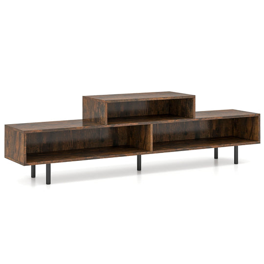 3 Cubby TV Stand for TVs up to 70 Inch with Open Storage Compartments