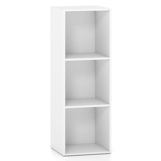 3-Cube Book Shelf Tool-Free Assembly Wooden Bookshelf Modern Bookcase Storage Organizer-White