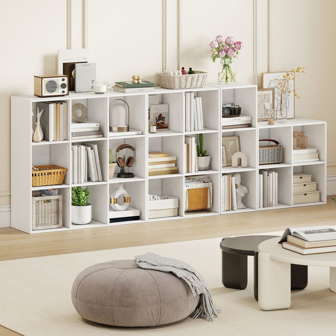 3-Cube Book Shelf Tool-Free Assembly Wooden Bookshelf Modern Bookcase Storage Organizer-White