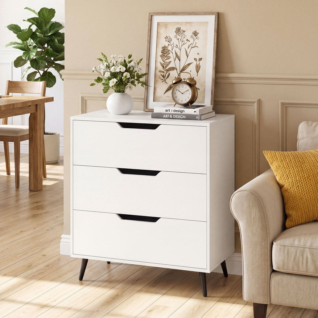 3-Drawer Wooden Dresser with Metal Legs - Rustic Farmhouse