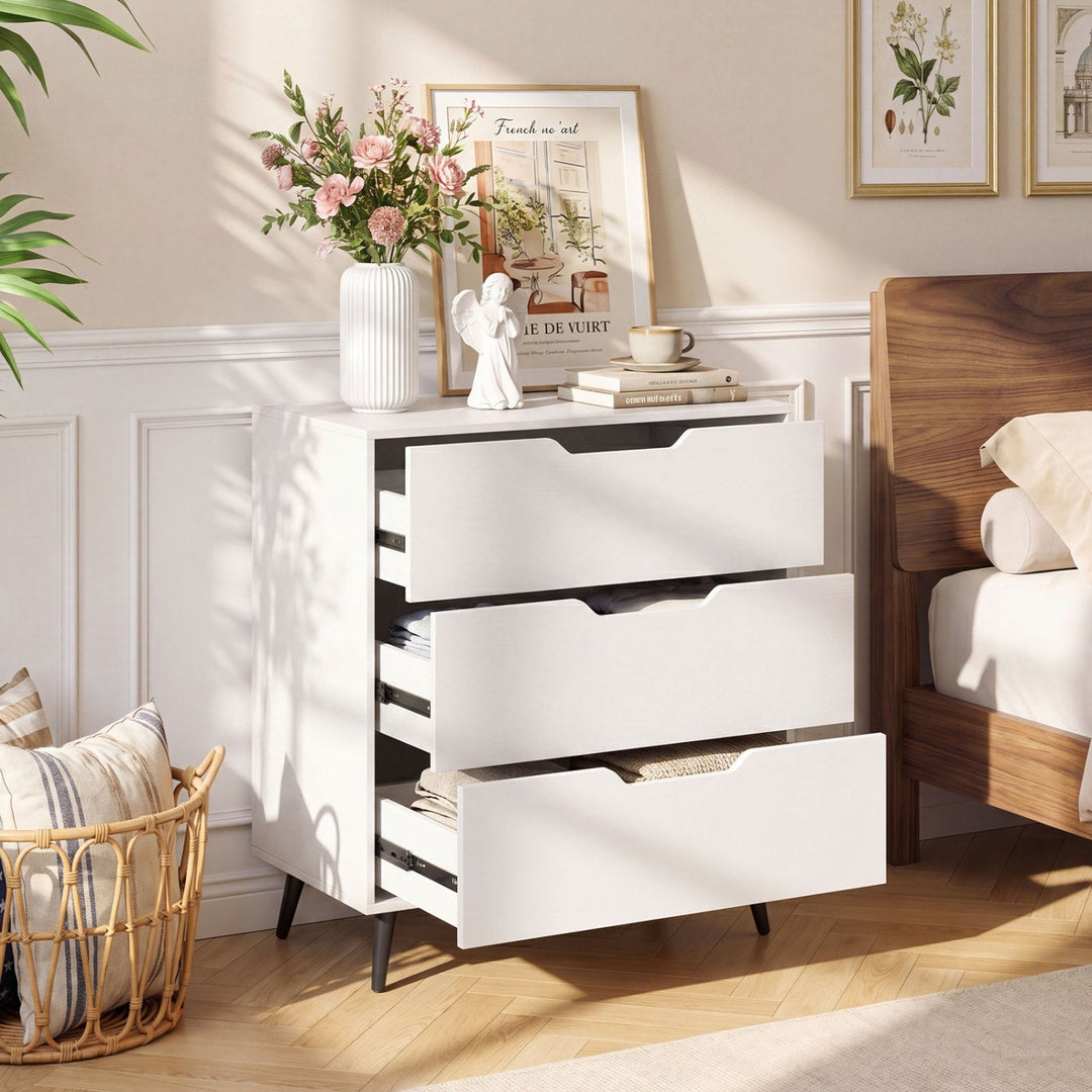 3-Drawer Wooden Dresser with Metal Legs - Rustic Farmhouse