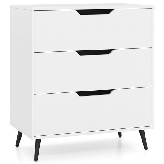 3-Drawer Wooden Dresser with Metal Legs - Rustic Farmhouse