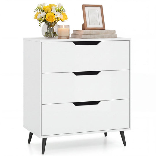 3-Drawer Wooden Dresser with Metal Legs - Rustic Farmhouse