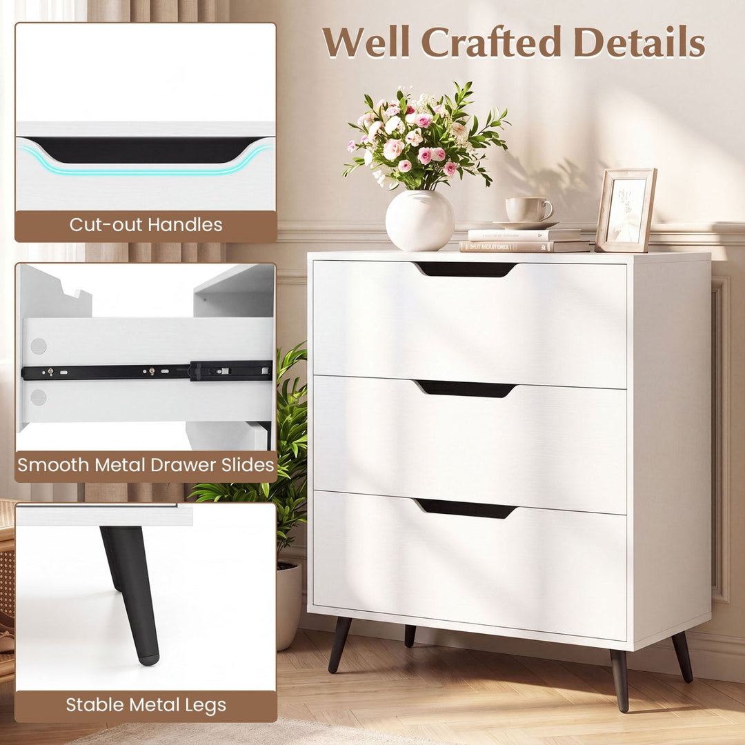 3-Drawer Wooden Dresser with Metal Legs - Rustic Farmhouse